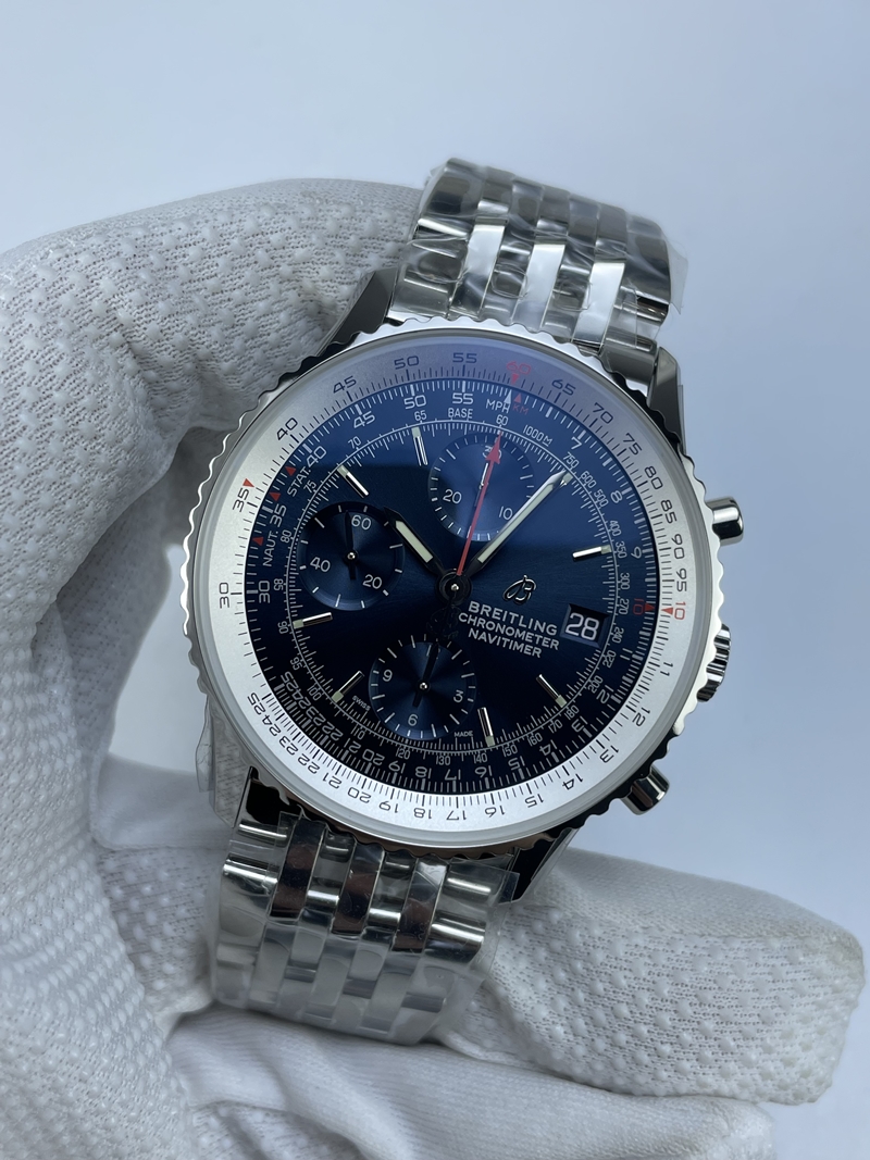 (준비완료/특급배송)NO.2485/ KOR공장 브라이틀링 네비타이머 41MM 블루 브슬+가죽 A13324121C1A1