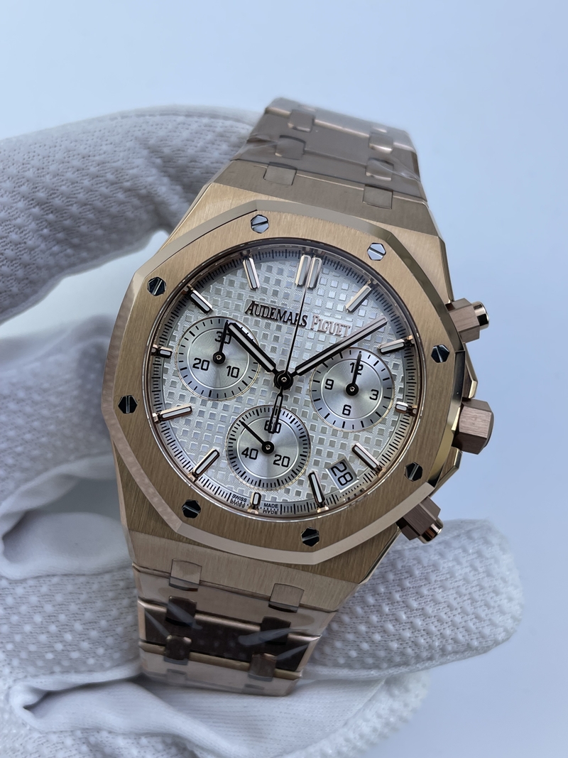 (준비완료/특급배송)NO.3334/APS공장 오데마피게 로얄오크 크로노 26240 로즈골드 실버다이얼 스틸브레이슬릿