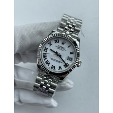 (준비완료/특급배송)NO.3695/롤렉스 데이저스트 31mm 여성용 시계 화이트 로만다이얼 플루티드 베젤 쥬빌레 밴드 (QP공장)